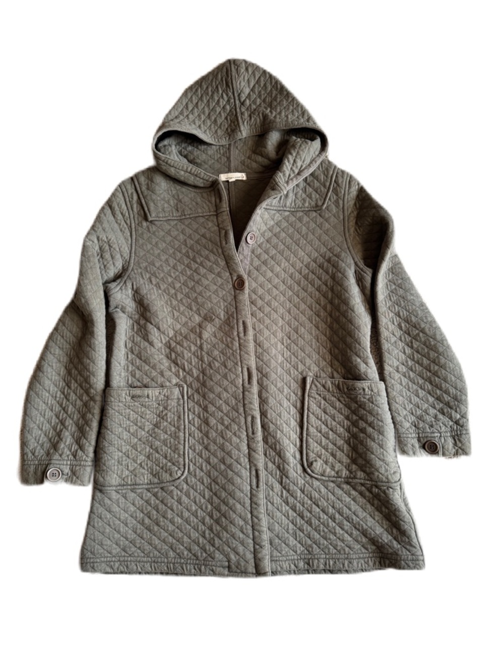 Northern truck army green quilted button down hooded jacket M